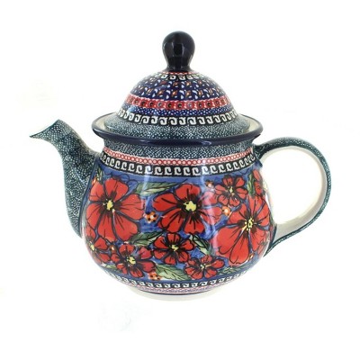 Blue Rose Polish Pottery Jungle Flower Large Teapot