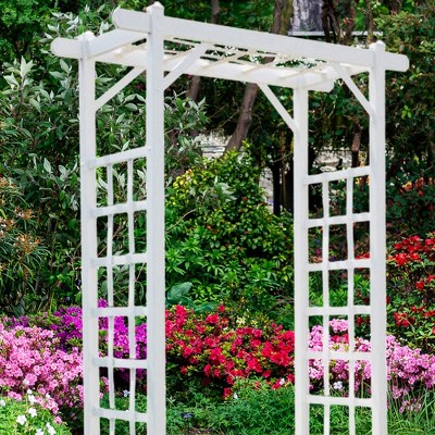 White Vinyl Garden Arbor with Lattice Sides