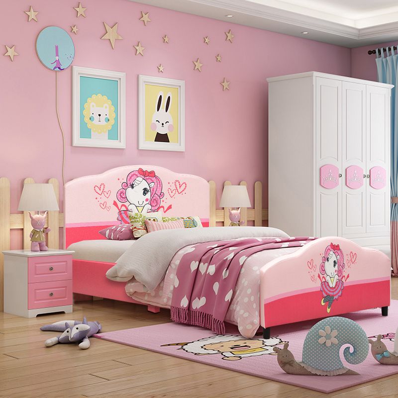 Costway Kids Children Upholstered Platform Toddler Bed  Pink, 5 of 9
