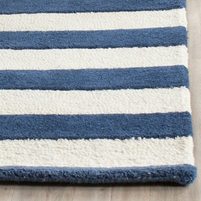 Ivory and Navy Hand-Tufted Wool Area Rug