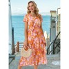 INSPIRE CHIC Women's Floral V Neck Short Sleeve Ruffle Tiered Layered Swing Summer Midi Dress - 3 of 4