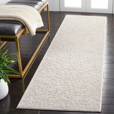 Elegant Ivory Floral Hand-Knotted Runner Rug - 2'3" x 6'