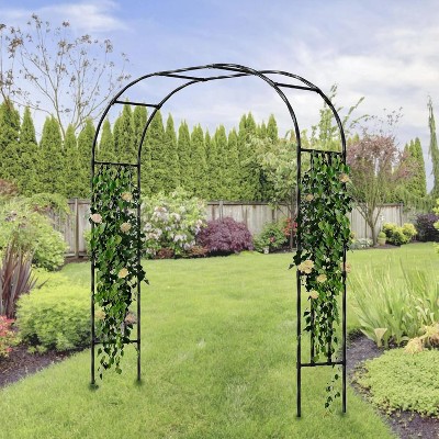 Metal Garden Arbor Wedding Arch, Trellis for Climbing Plants, Patio & Lawn Decorative Arch, Black, Ideal for Parties & Weddings