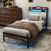 Costway Full/Queen/King Size Bed Frame w/Charging Station, Metal Platform Bed w/Upholstered Headboard - 4 of 4