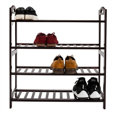 FURNIinspire Shoe Racks Simple 4 Tiers Bamboo Shoe Rack Multifunctional Shoe Organizer Living Room Shoe Shelf, Brown, 9.84"*26.77"*28.74"
