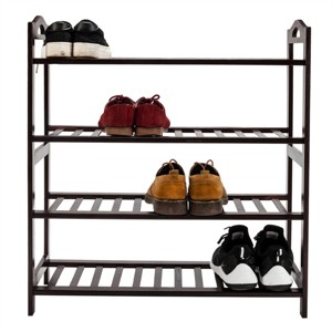FURNIinspire Shoe Racks Simple 4 Tiers Bamboo Shoe Rack Multifunctional Shoe Organizer Living Room Shoe Shelf, Brown, 9.84"*26.77"*28.74" - 1 of 2