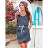 Imily Bela Women's Summer Dress, Striped Drawstring Waist, Casual Sleeveless Mini Dress with Pockets - 4 of 4
