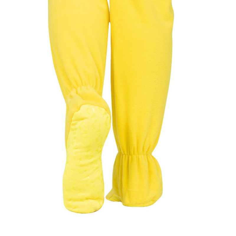 Footed Pajamas - Lemon Yellow Infant Hoodie Fleece Onesie, 3 of 4