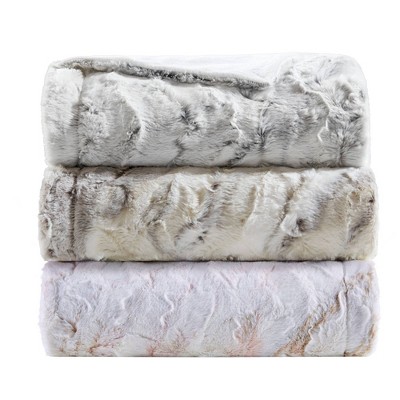 Blush Marble Oversized Reversible Faux Fur Throw