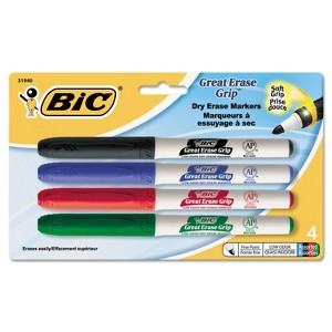 Bic Great Erase Grip Fine Point Dry Erase Marker Assorted 4/Set GDEP41ASST - 1 of 2