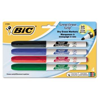 Bic Great Erase Grip Fine Point Dry Erase Marker Assorted 4/Set GDEP41ASST