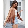 Clearlove Women's Tassel Sleeveless Vest 70s Hippie Faux Suede Fringe Jacket Cardigan - 4 of 4