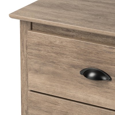 Drifted Gray 3-Drawer Tall Nightstand with Black Handles