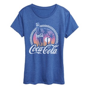 Women's - Coca-Cola - Retro Bottle on Beach Short Sleeve Graphic T-Shirt - 1 of 4