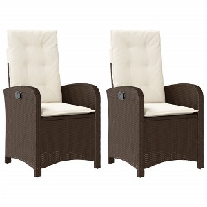 vidaXL Reclining Garden Chair Set of 2 Brown PE rattan Standard - 1 of 4