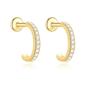 Hoop Flat Back Earrings for Women Sterling Silver 16G 6mm Cartilage Helix Upper Lobe Body Piercing Ginger Lyne - 1 of 4