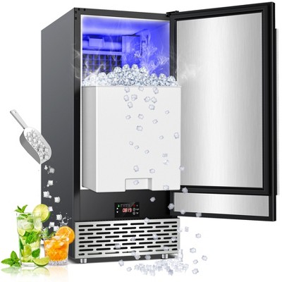 Hooure 15 in. 120 lbs./24 H Half Size Cube Commercial Freestanding/Undercounter Ice Maker with 30 lbs. Storage Bin in Black