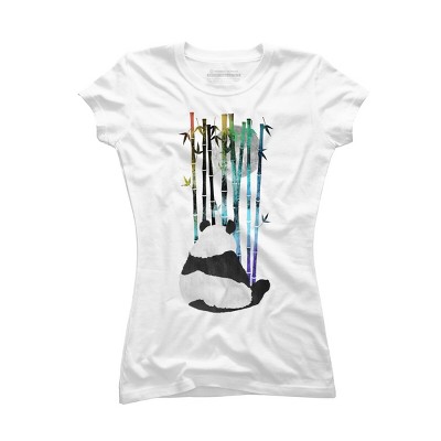 Junior's Design By Humans Panda, Bamboo & the Moon By ikaruz T-Shirt