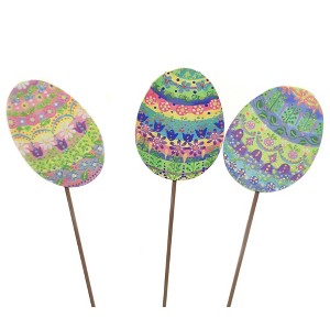 24.0 Inch Folk Art Eggs Glitter Decoratied Decorative Garden Stakes - 1 of 2