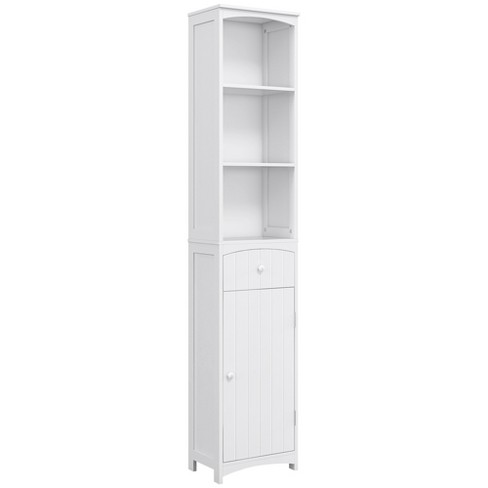 Dropship White Bathroom Storage Cabinet With Shelf Narrow Corner