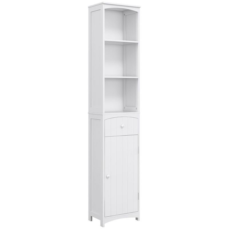 HOMCOM Bathroom Storage Cabinet, Free Standing Bath Storage Unit, Tall Linen Tower with 3-Tier Shelves and Drawer, 1 of 9
