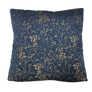 Northlight 17" Square Crackle Velvet Indoor Throw Pillow - Blue/Gold - 1 of 2