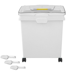 VEVOR Rice Storage Container, 10.5Gallon/40L x3 Capacity Large Dog Food Dispenser Bin, Kitchen Ingredient Grain Cereal Flour Bin, 3 Pack, White - 1 of 4