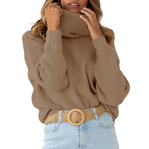 Women’s Elevated Oversized Turtleneck Sweater - Architectural Knit with Strategic Proportions Pullover Tops - 1 of 1