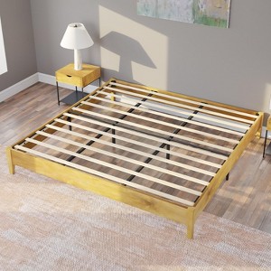 AMERLIFE Solid Wood Bed Frame with No Headboard, No Box Spring Needed/Wood Slat Support - 1 of 4