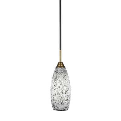 Toltec Lighting Paramount 1 - Light Pendant in  Matte Black/Brass with 5.5" Black Fusion Shade