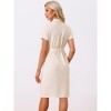 Allegra K Women's Short Sleeve Notched Lapel Slit Double Breasted Belted Work Blazer Dress - 4 of 4