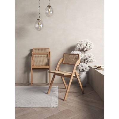 Lambinet Nature Cane Folding Side Chair Set in Ash Wood