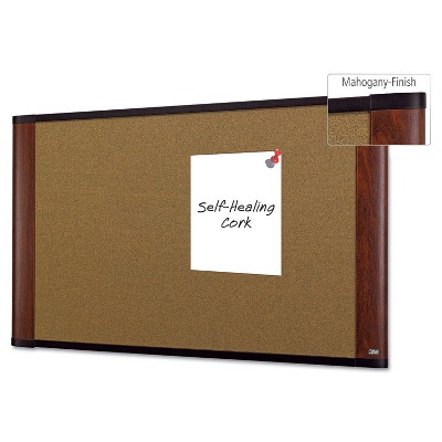 3M Cork Bulletin Board 36 x 24 Aluminum Frame w/Mahogany Wood Grained Finish C3624MY