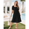 INSPIRE CHIC Women's Eyelet Square Neck Short Puff Sleeve Casual A Line Summer Midi Dress - 3 of 4