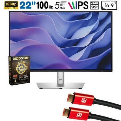 Dell 22" FHD 100Hz 16:9 1ms IPS Monitor, Black & Silver + 26 Month Protection Bundle