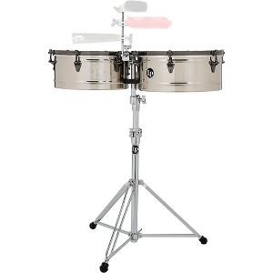 LP E-Class Timbale Set with Stand and Black Nickel Hardware 14 in./15 in. Chrome/Steel - 1 of 1