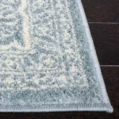 Slate and Ivory Medallion Synthetic Runner Rug, 2'6" x 16'