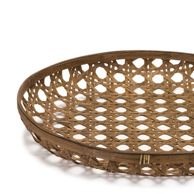 Melrose Large Round Bamboo Woven Decorative Tray