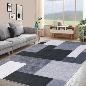 Living Room Rug 9x12 Washable Rugs Modern Geometric Patchwork Area Rug Checkered Rug Indoor Rugs for Bedroom, Throw Carpet Floor Decor - 1 of 4