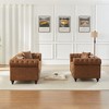 126'' Tech Fabric Chesterfield 3+3 Seater Sofa Set with Rolled Arms, Tufted Buttons and 4 Matching Cushions - 3 of 4