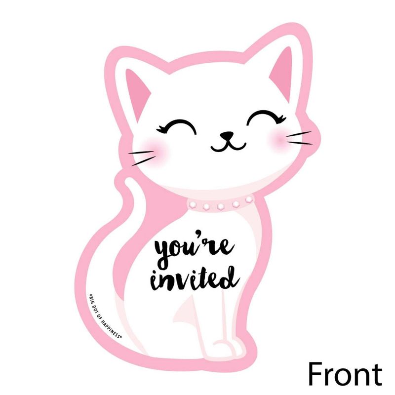 Big Dot of Happiness Purr-fect Kitty Cat - Shaped Fill-in Invitations - Meow Baby Shower or Birthday Party Invitation Cards with Envelopes - Set of 12, 2 of 7