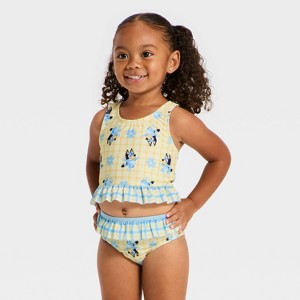 Toddler Girls' Bluey Ruffle Bikini - Yellow - 1 of 3