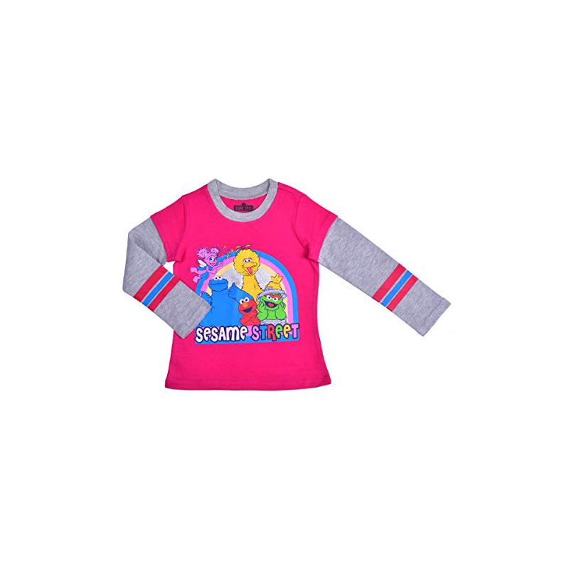 Sesame Street Girl's Double Layer Sleeve Graphic Tee for toddler, 2 of 4