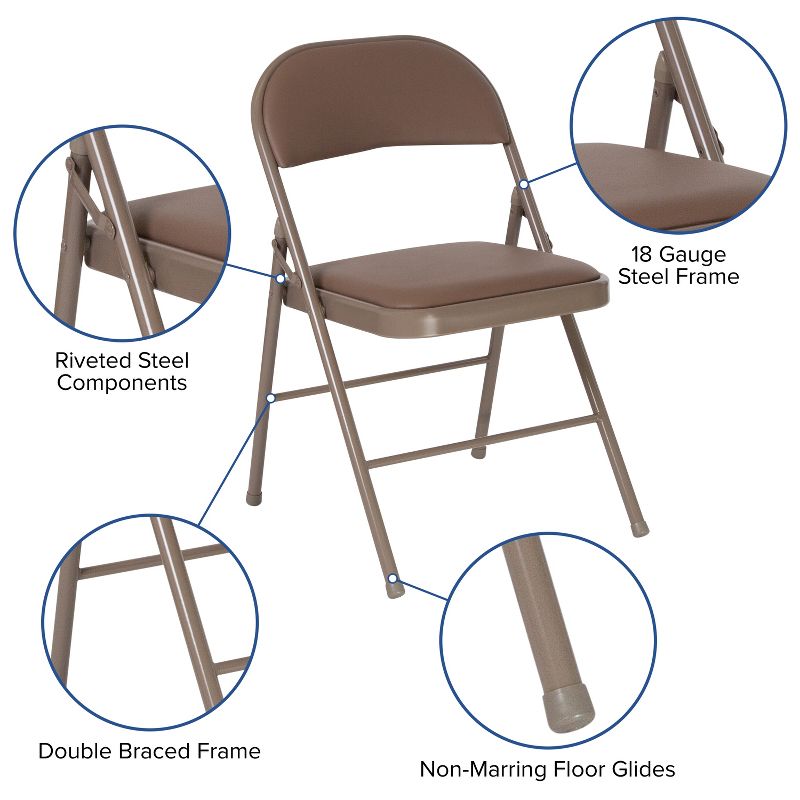 Flash Furniture 4 Pack HERCULES Series Double Braced Vinyl Folding Chair, 5 of 13