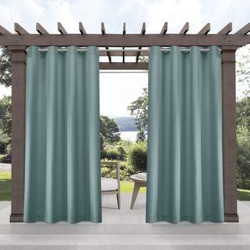 Exclusive Home Cabana Solid Indoor/Outdoor Light Filtering Grommet Top Curtain Panel Pair