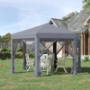 Outsunny 13' x 13' Heavy Duty Pop Up Canopy with Hexagonal Shape, 6 Mesh Sidewall Netting, 3-Level Adjustable Height and Strong Steel Frame - image 3 of 4