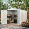 8X6 FT White Metal Outdoor Storage Shed with Window and Lockable Door, All-Weather Gray Gable Roof Garden Tool Shed for Backyard or Lawn – Cuddlewood - 3 of 4