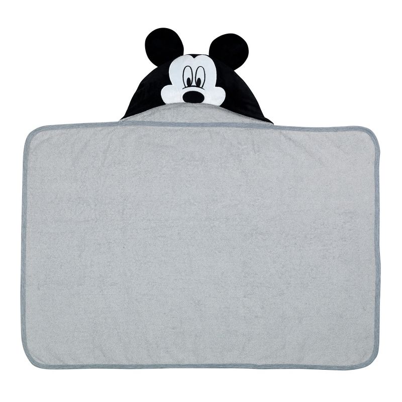 Lambs & Ivy Disney Baby Mickey Mouse Gray Cotton Hooded Baby Bath Towel, 5 of 6