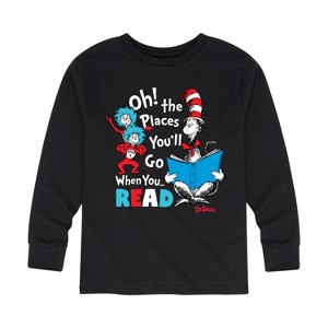 Boys' - Dr. Seuss - Oh! Places You'll Go When You Read Long Sleeve Graphic T-Shirt - 1 of 4
