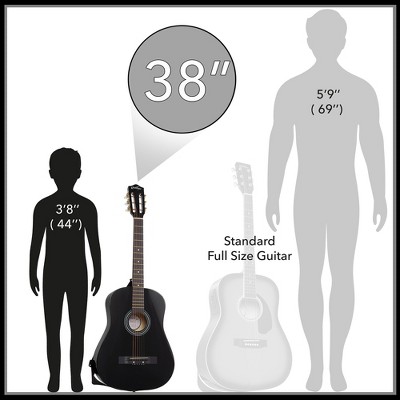 38-Inch Black Laminate Acoustic Guitar Starter Kit